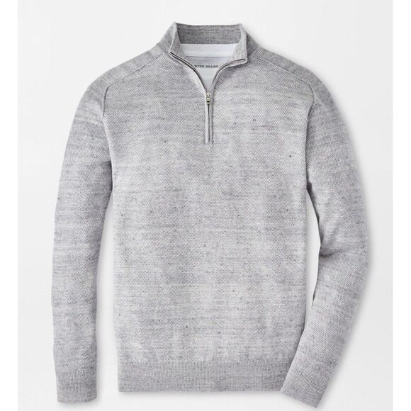 NWT Peter Millar Rockport Quarter Zip Linen Merino Wool Sweater Gray XXL $395 - Picture 1 of 12